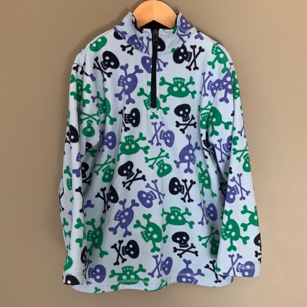 Hanna Andersson quarter zip skull and bone fleece.  Size 8